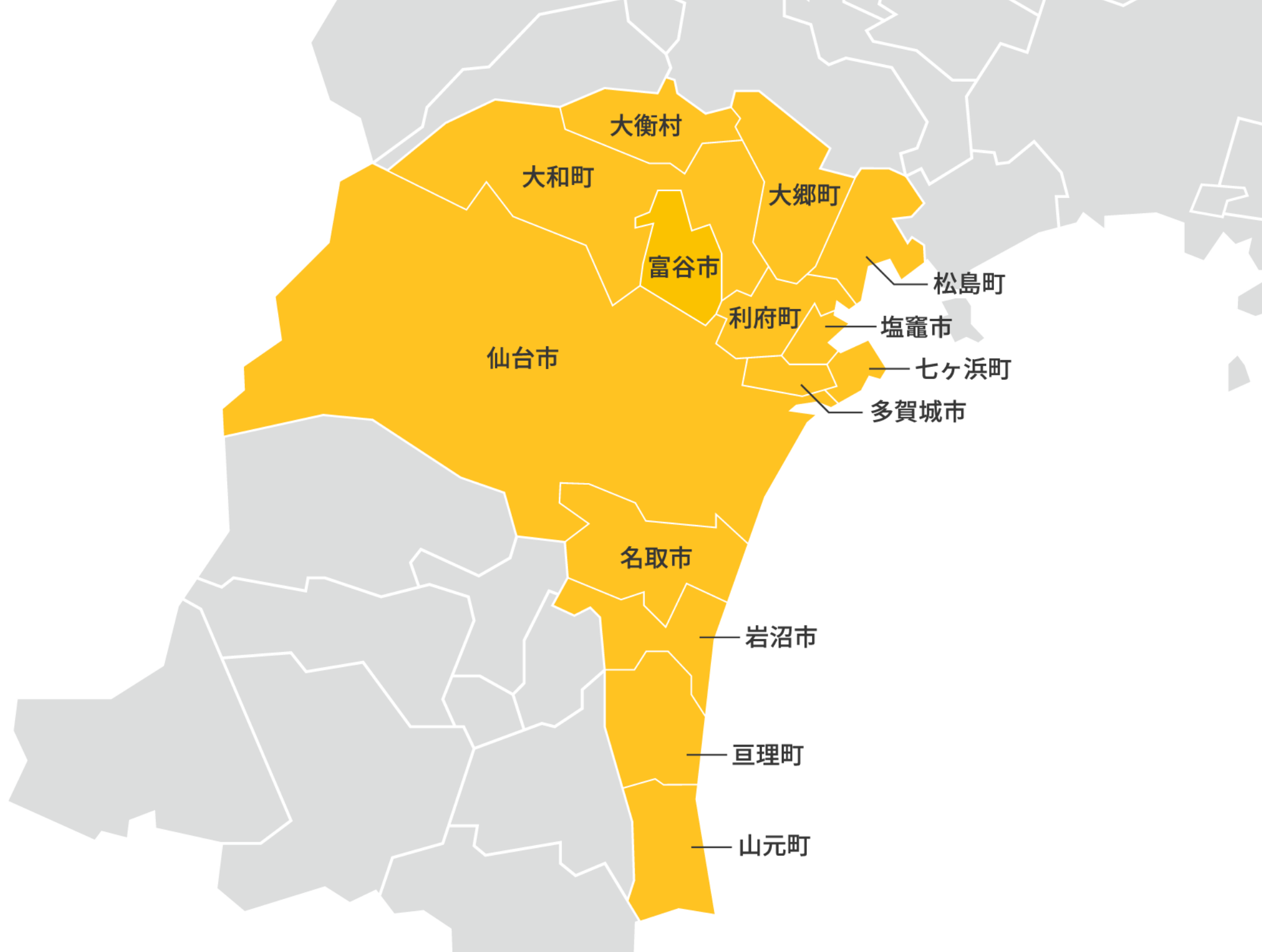 仙台市近郊のマップ